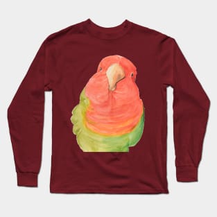 Watercolor loverbird lovebird parrot bird pink and green Long Sleeve T-Shirt